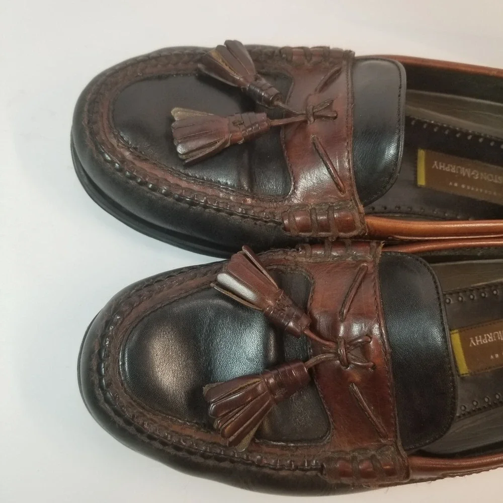 Johnston Murphy Men's Aragon‎ II Loafer Size 12 Black & Brown Tasseled on Band